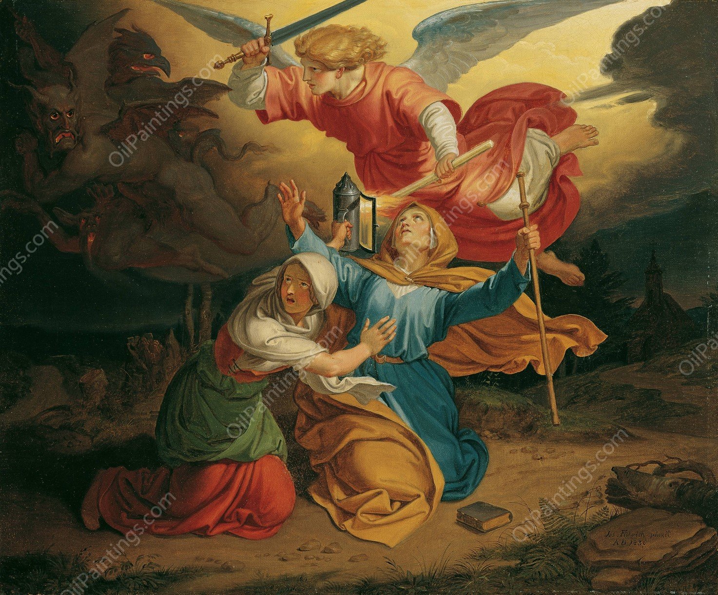 Versuchung Der Heiligen Gudula  by Joseph Von Fuhrich - Hand-Painted Oil Painting Reproduction