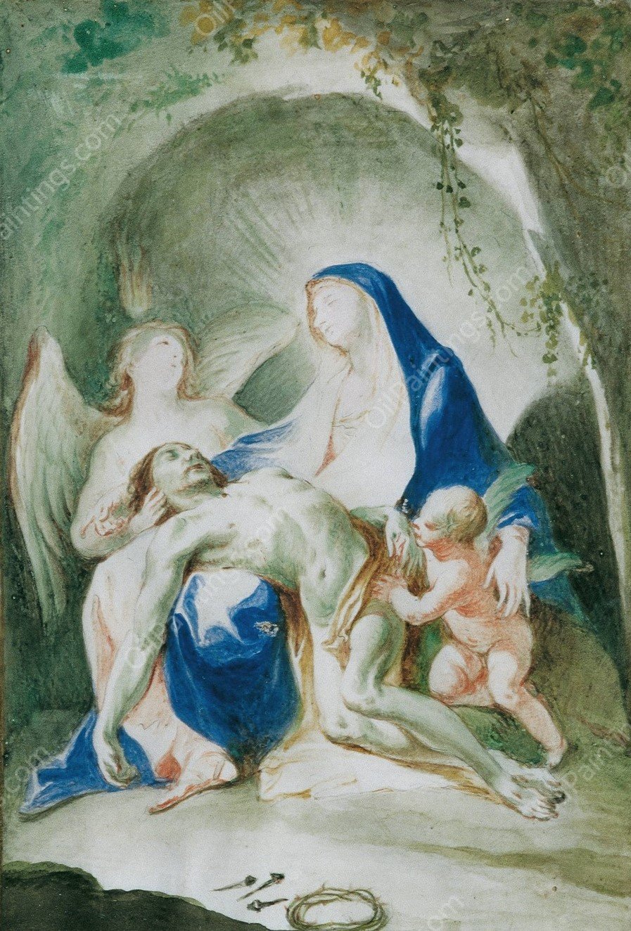 Maria mit dem Leichnam Christi  by Joseph Winterhalder The Younger - Hand-Painted Oil Painting Reproduction