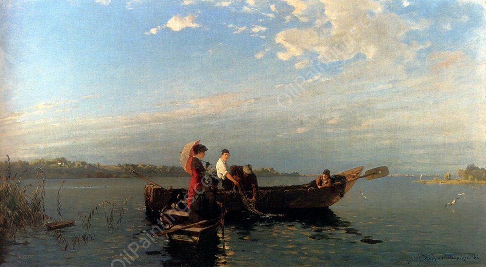 An Afternoon's Boating by Joseph Wopfner - Hand-Painted Oil Painting Reproduction