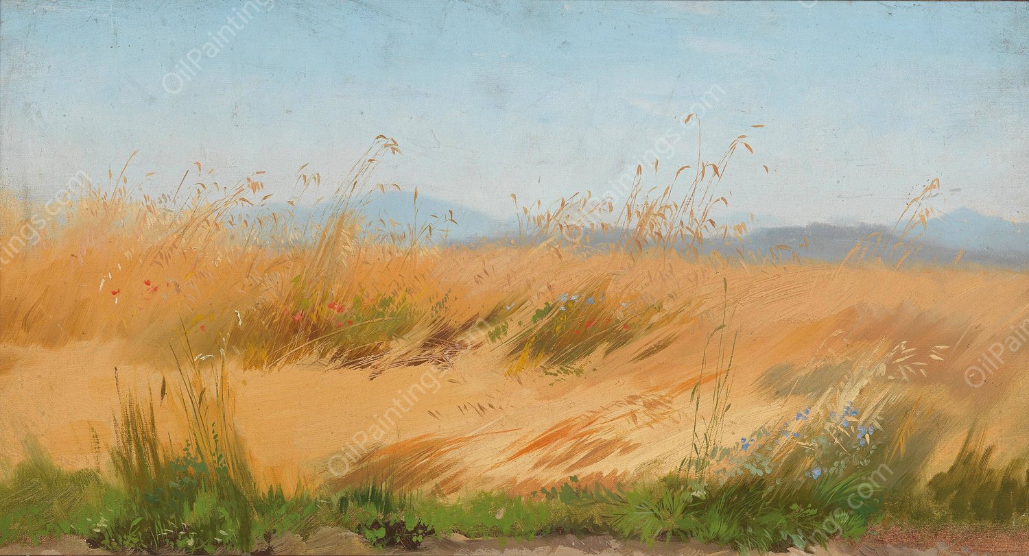 Kornfeld Olstudie by Joseph Wopfner - Hand-Painted Oil Painting Reproduction