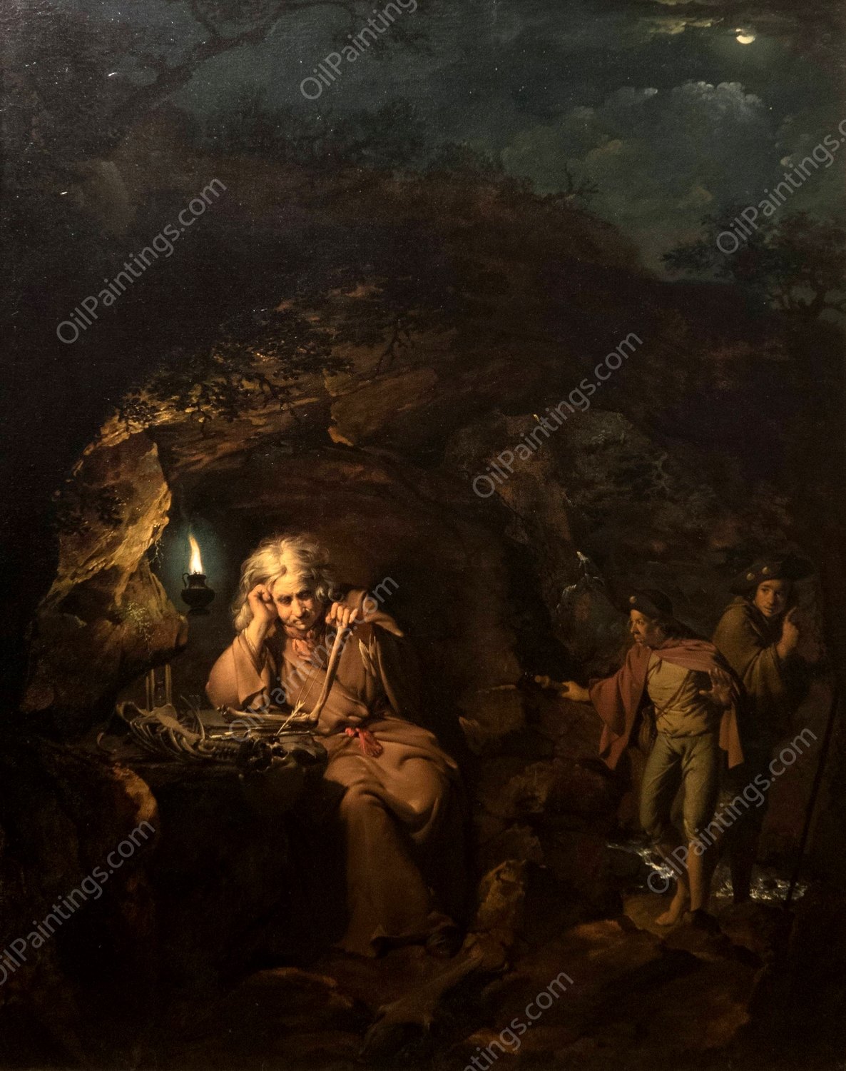 A philosopher by lamplight by Joseph Wright Of Derby - Hand-Painted Oil Painting Reproduction