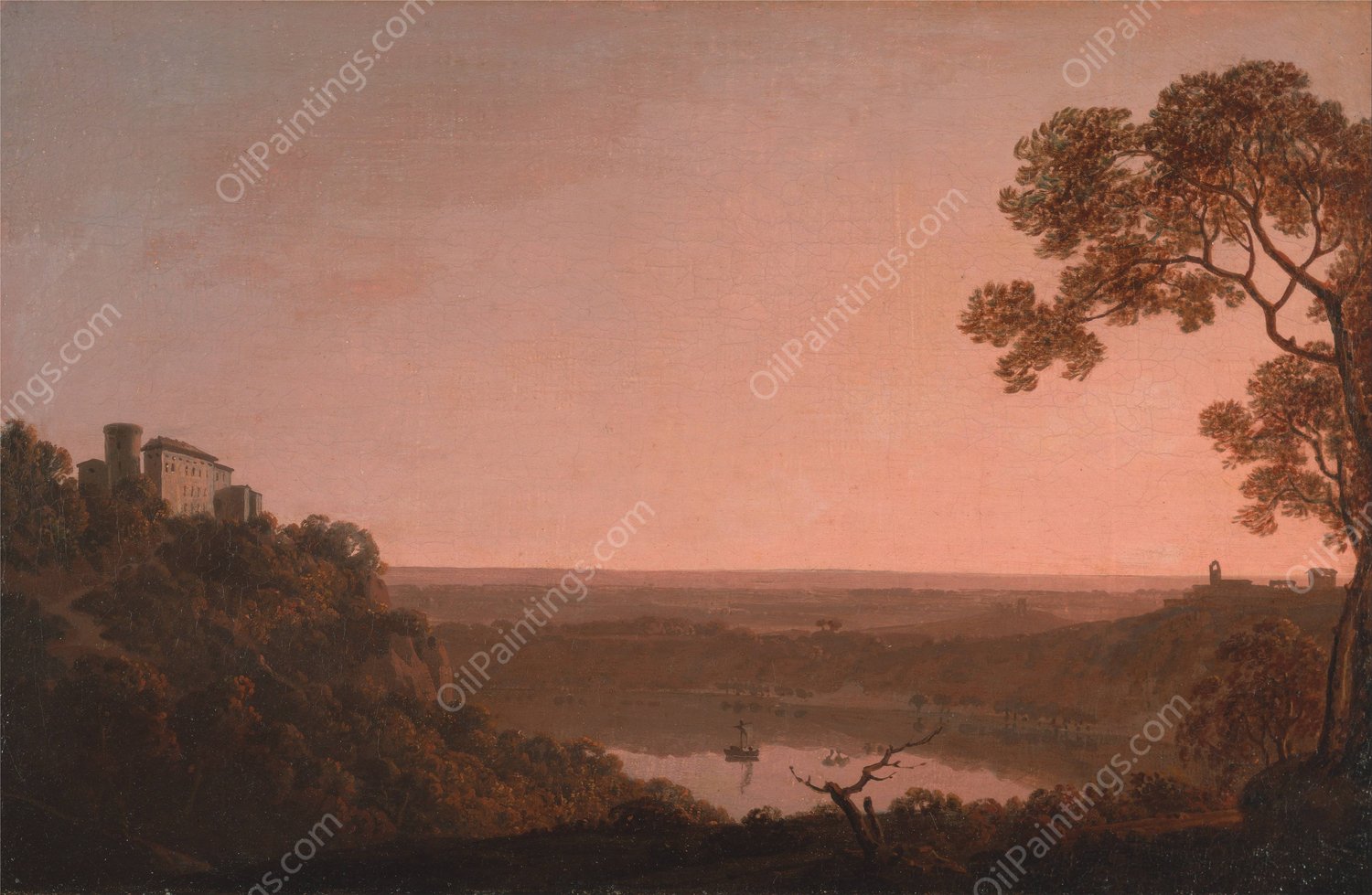 Lake Nemi by Joseph Wright Of Derby - Hand-Painted Oil Painting Reproduction
