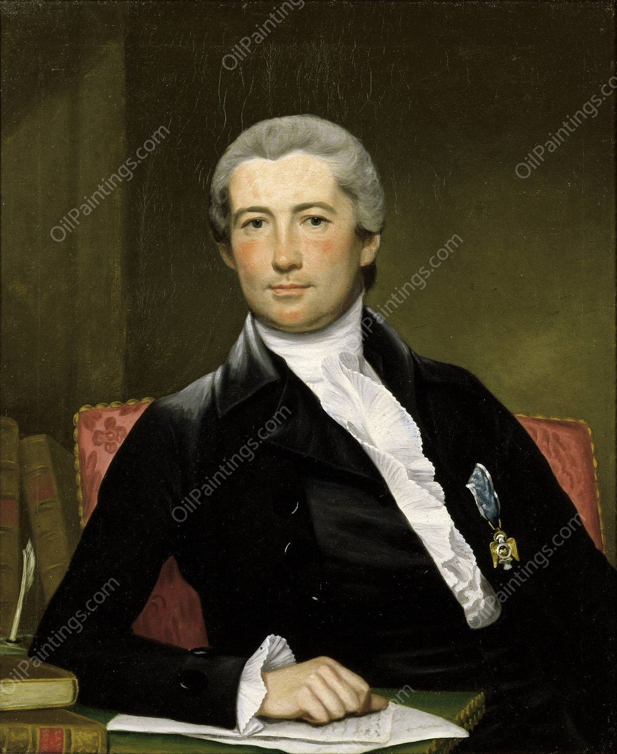 Portrait of General Giles  by Joseph Wright Of Derby - Hand-Painted Oil Painting Reproduction