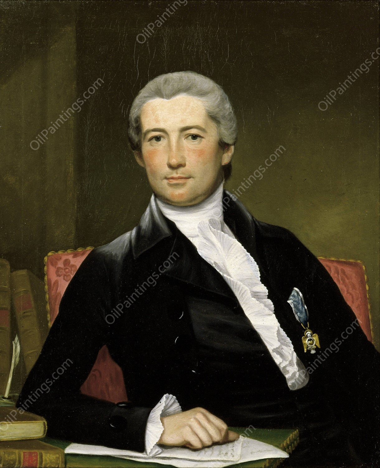 Portrait Of General Giles by Joseph Wright Of Derby - Hand-Painted Oil Painting Reproduction