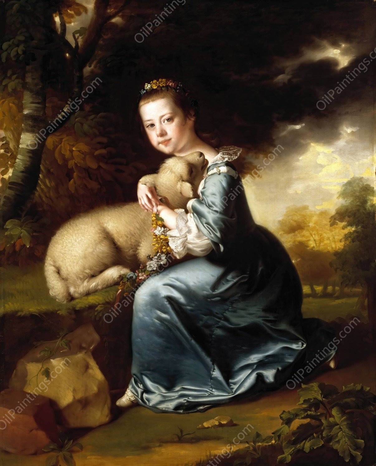 Portrait of Miss Frances Warren  by Joseph Wright Of Derby - Hand-Painted Oil Painting Reproduction