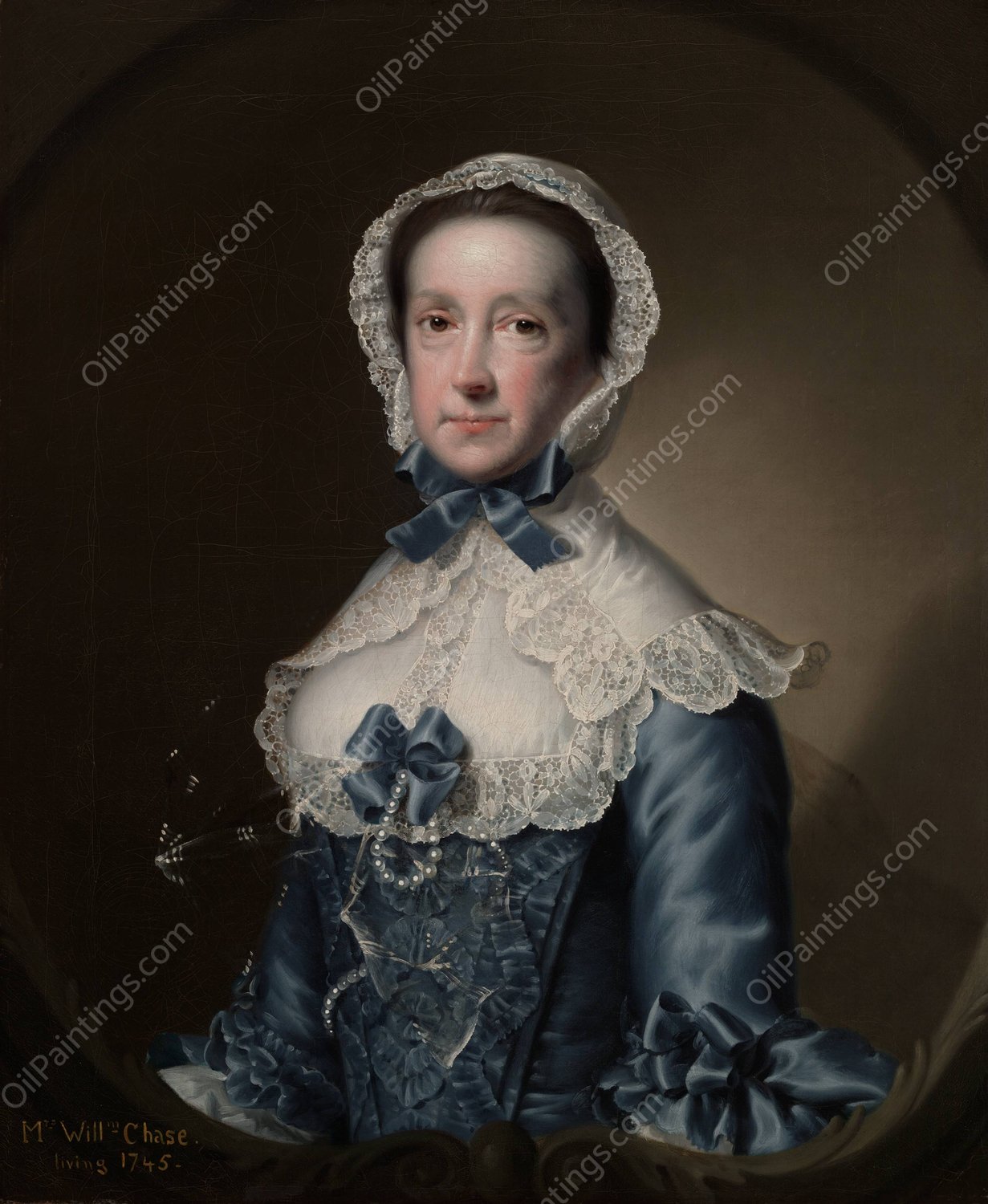 Portrait of Mrs. William Chase, Sr.  by Joseph Wright Of Derby - Hand-Painted Oil Painting Reproduction
