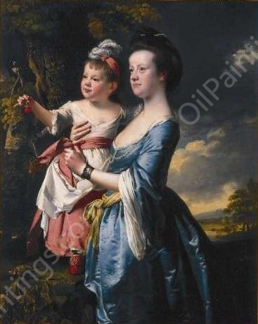 Portrait of Sarah Carver and Her Daughter Sarah by Joseph Wright Of Derby - Hand-Painted Oil Painting Reproduction