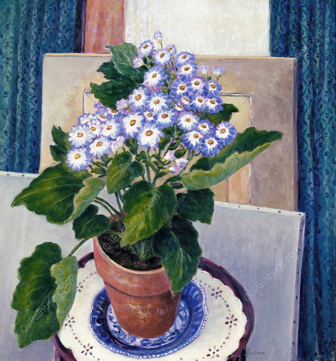 Cineraria  by Josephine L. Reichmann - Hand-Painted Oil Painting Reproduction