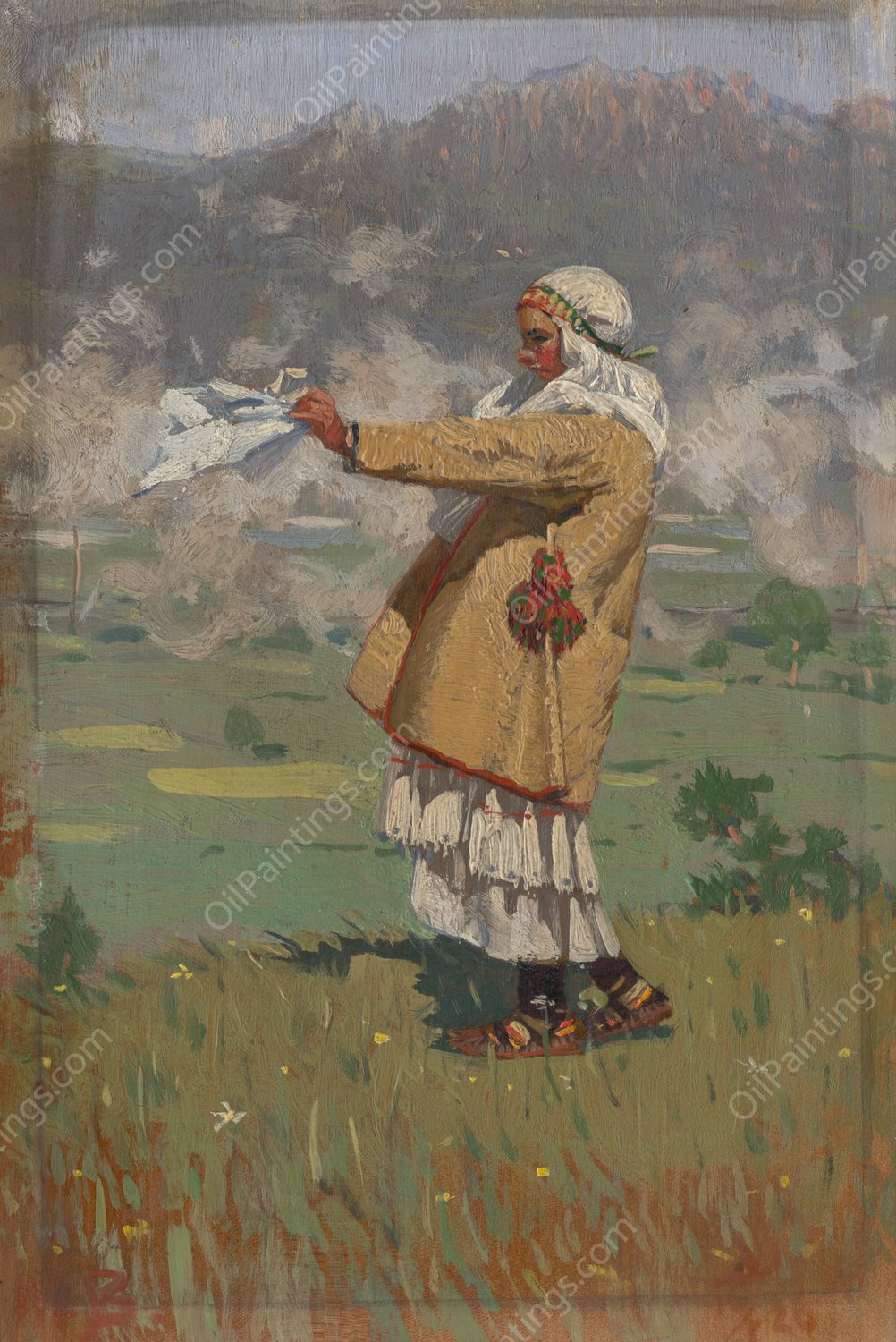 Woman from cicmany in Folk Costume  by Joza Uprka - Hand-Painted Oil Painting Reproduction