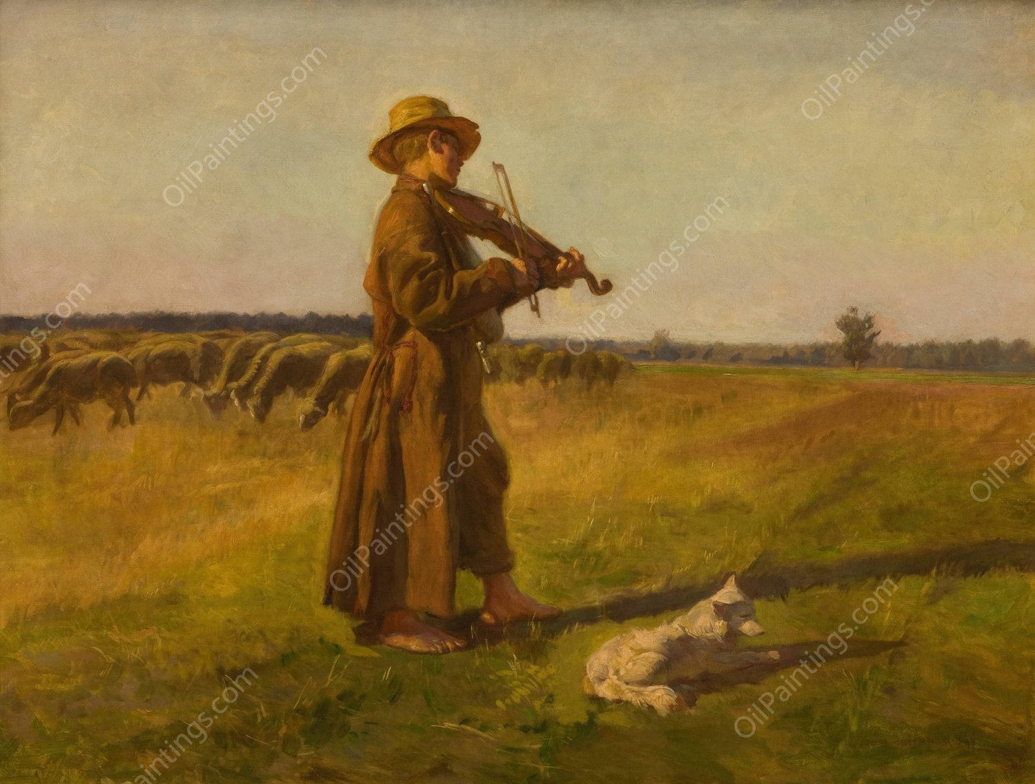Cowherd  by Jozef Chelmonski - Hand-Painted Oil Painting Reproduction
