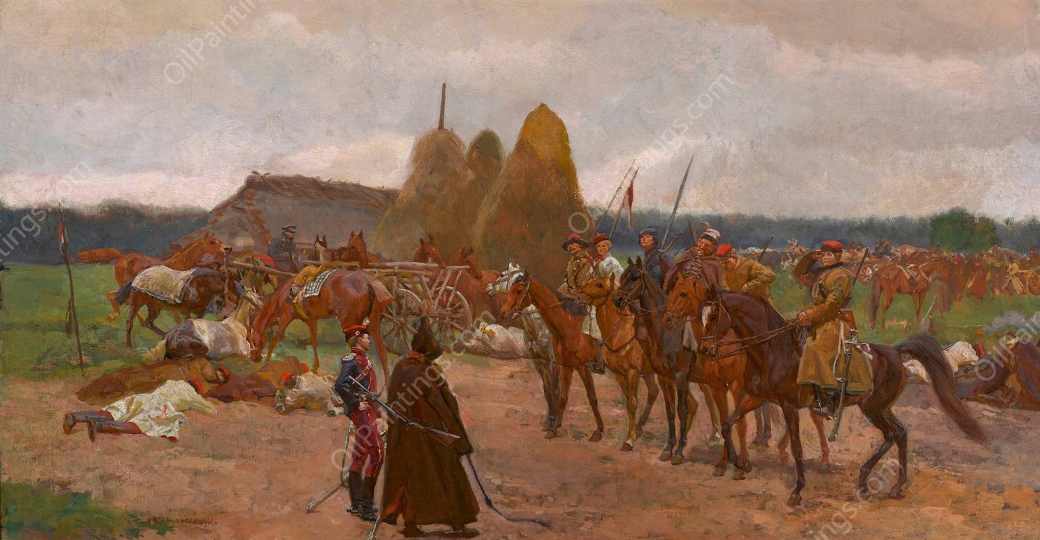 Insurrection episode  by Jozef Chelmonski - Hand-Painted Oil Painting Reproduction