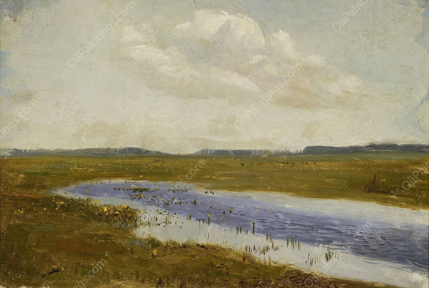 Meadow with cowslips, sketch  by Jozef Chelmonski - Hand-Painted Oil Painting Reproduction