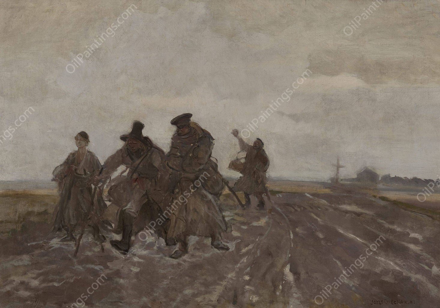 On the road  by Jozef Chelmonski - Hand-Painted Oil Painting Reproduction
