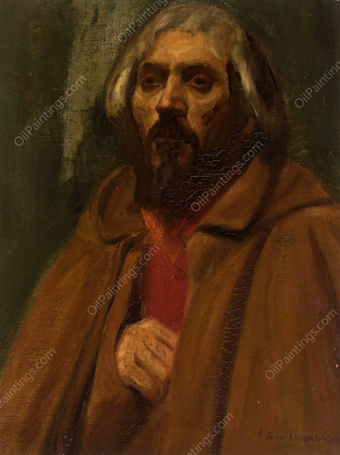 Portrait of a peasant by Jozef Chelmonski - Hand-Painted Oil Painting Reproduction