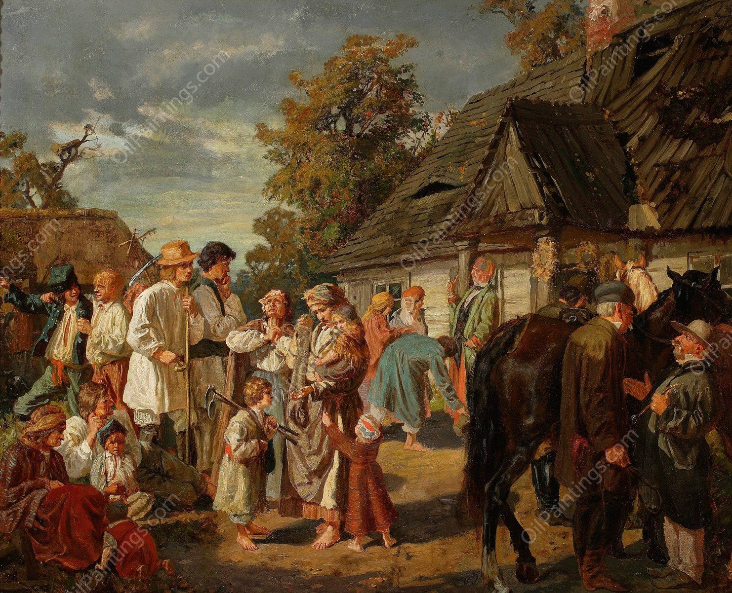 Saturday at the farm  by Jozef Chelmonski - Hand-Painted Oil Painting Reproduction