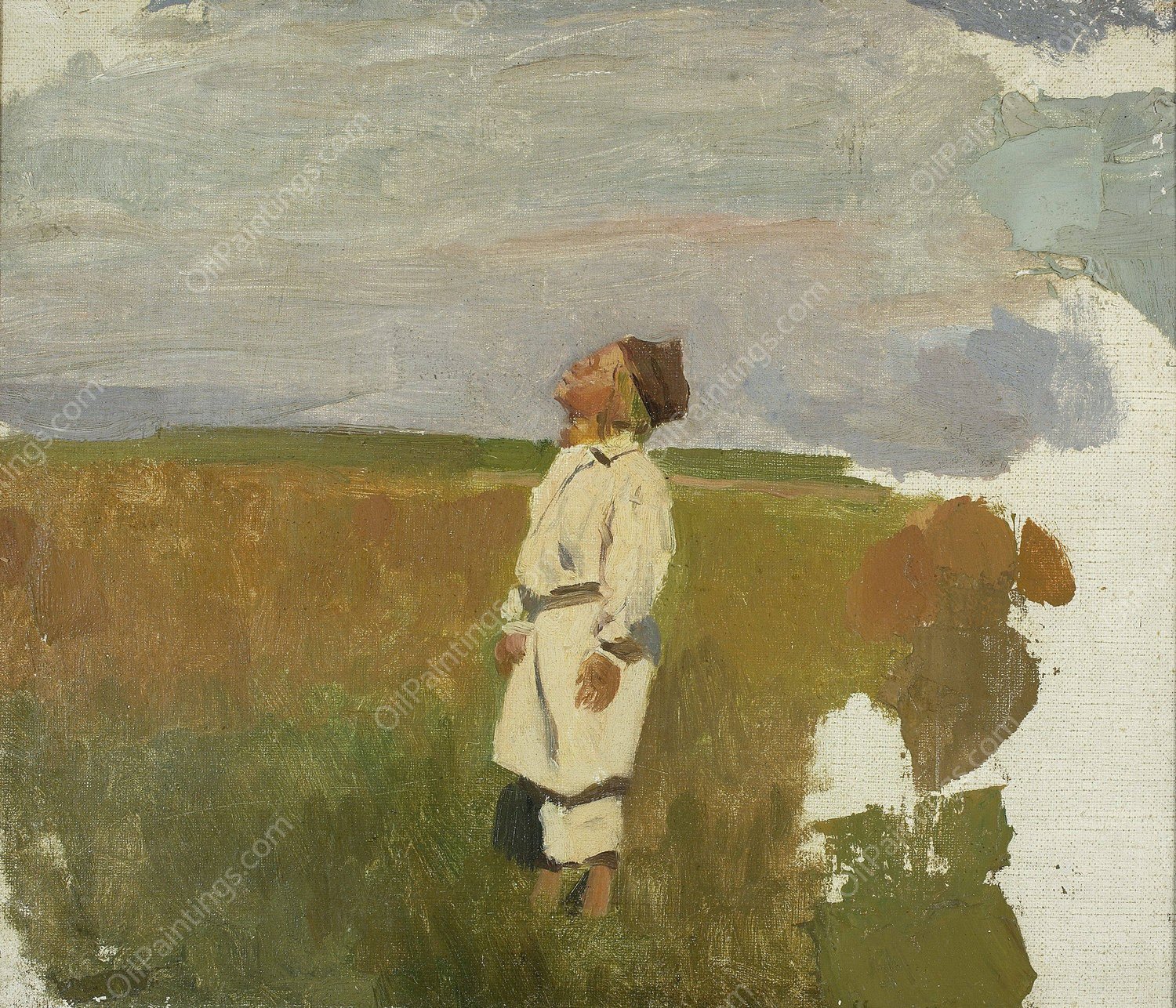 Study for 'Storks' - Shepherd Boy  by Jozef Chelmonski - Hand-Painted Oil Painting Reproduction