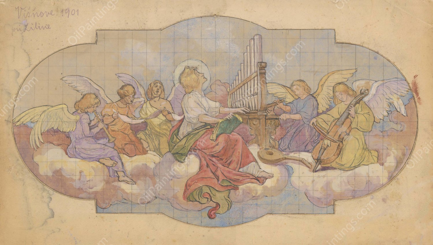 Angelic Choir  by Jozef Hanula - Hand-Painted Oil Painting Reproduction