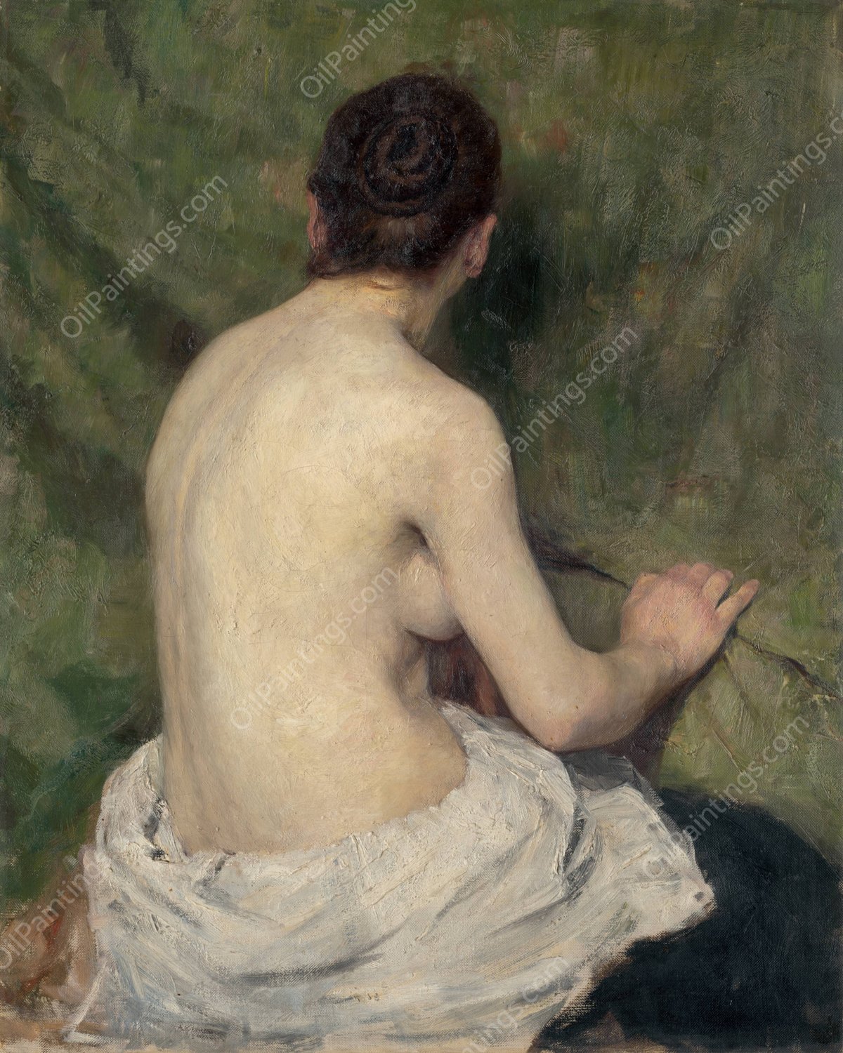 Study of Female Nude  by Jozef Hanula - Hand-Painted Oil Painting Reproduction