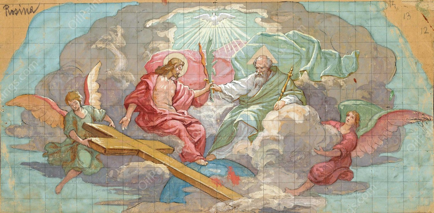 The Holy Trinity  by Jozef Hanula - Hand-Painted Oil Painting Reproduction