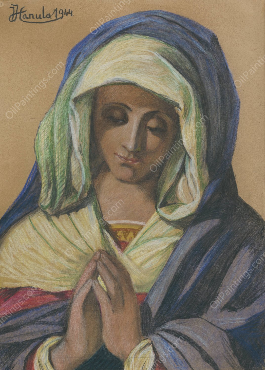 Virgin Mary  by Jozef Hanula - Hand-Painted Oil Painting Reproduction