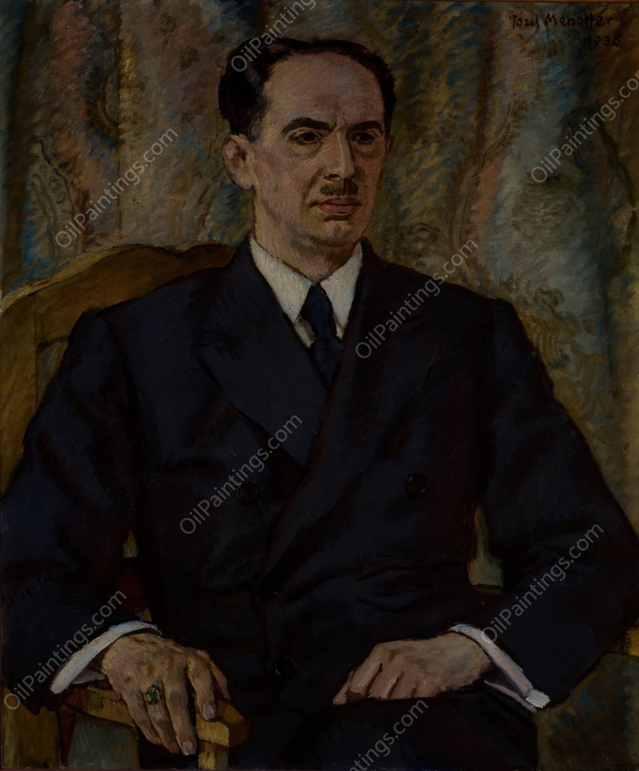 Portrait of Doctor Alfred Krause  by Jozef Mehoffer - Hand-Painted Oil Painting Reproduction