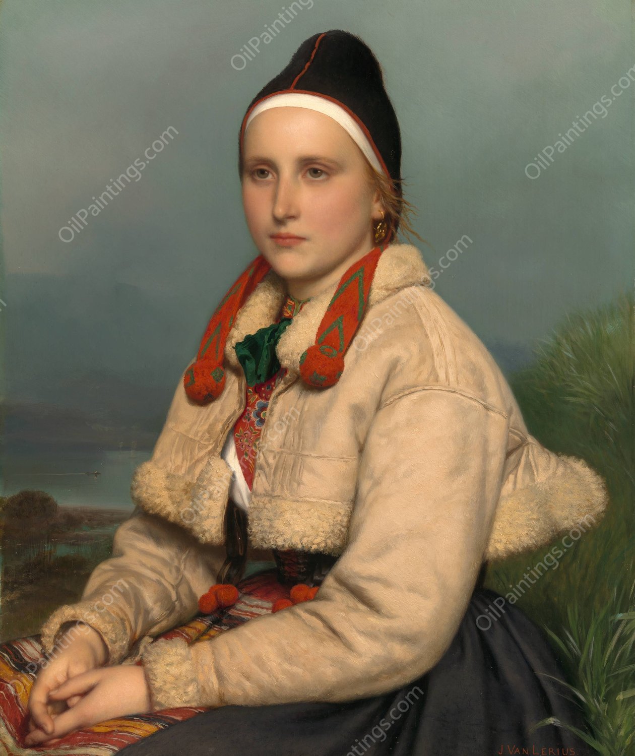 Girl from Dalarne  by Jozef Van Lerius - Hand-Painted Oil Painting Reproduction