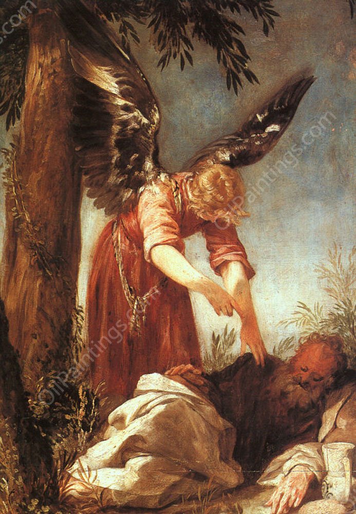 An Angel Awakens the Prophet Elijah by Juan Antonio Frias y Escalante - Hand-Painted Oil Painting Reproduction