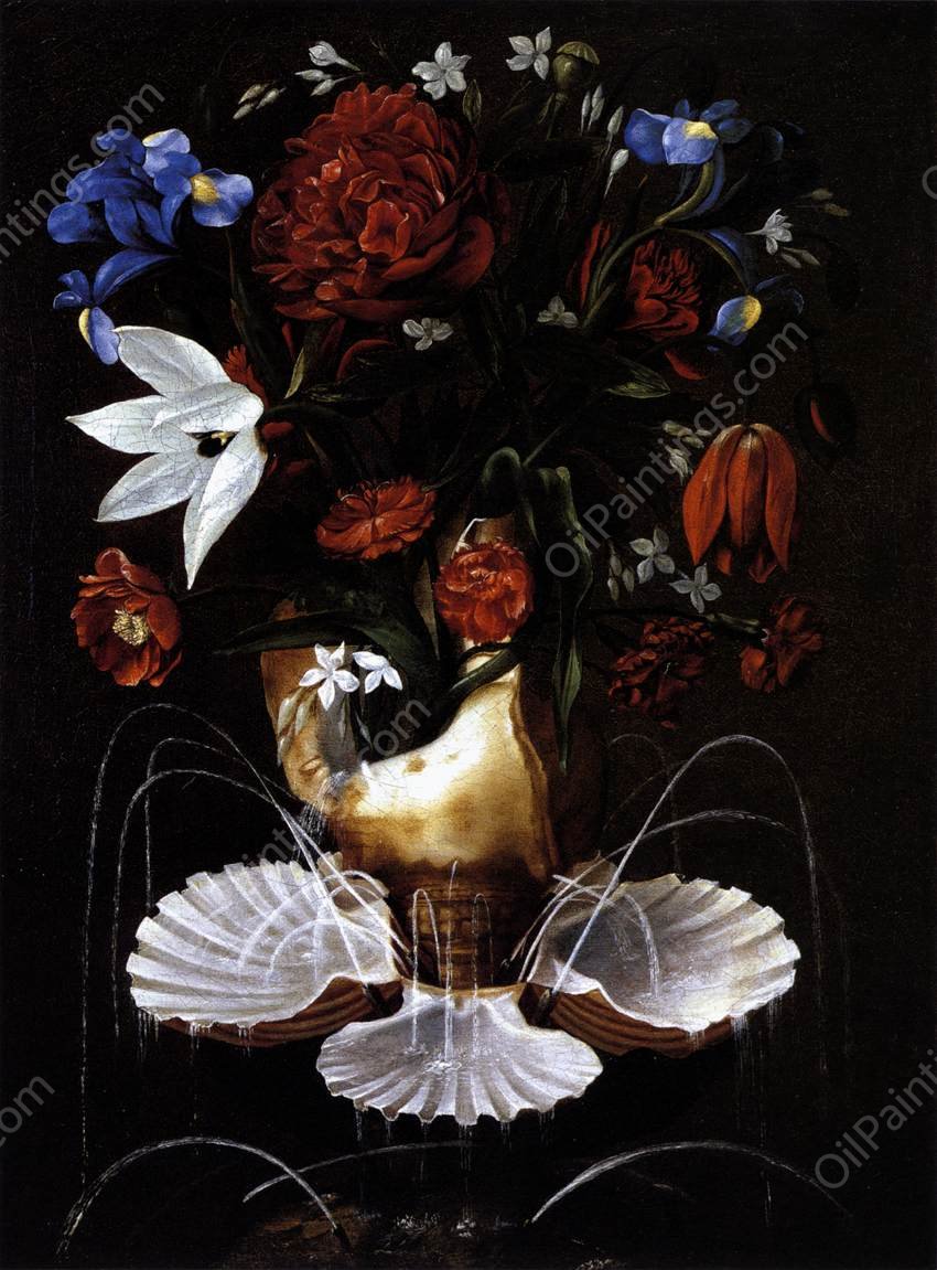 Still-Life with Shell Fountain and Flowers by Juan Bautista De Espinosa - Hand-Painted Oil Painting Reproduction