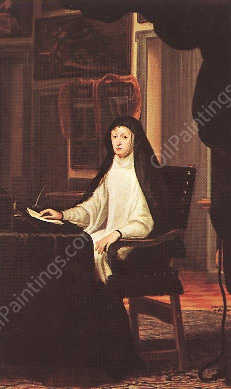 Queen Mary Anne of Austria as a Widow by Juan Carreno De Miranda - Hand-Painted Oil Painting Reproduction
