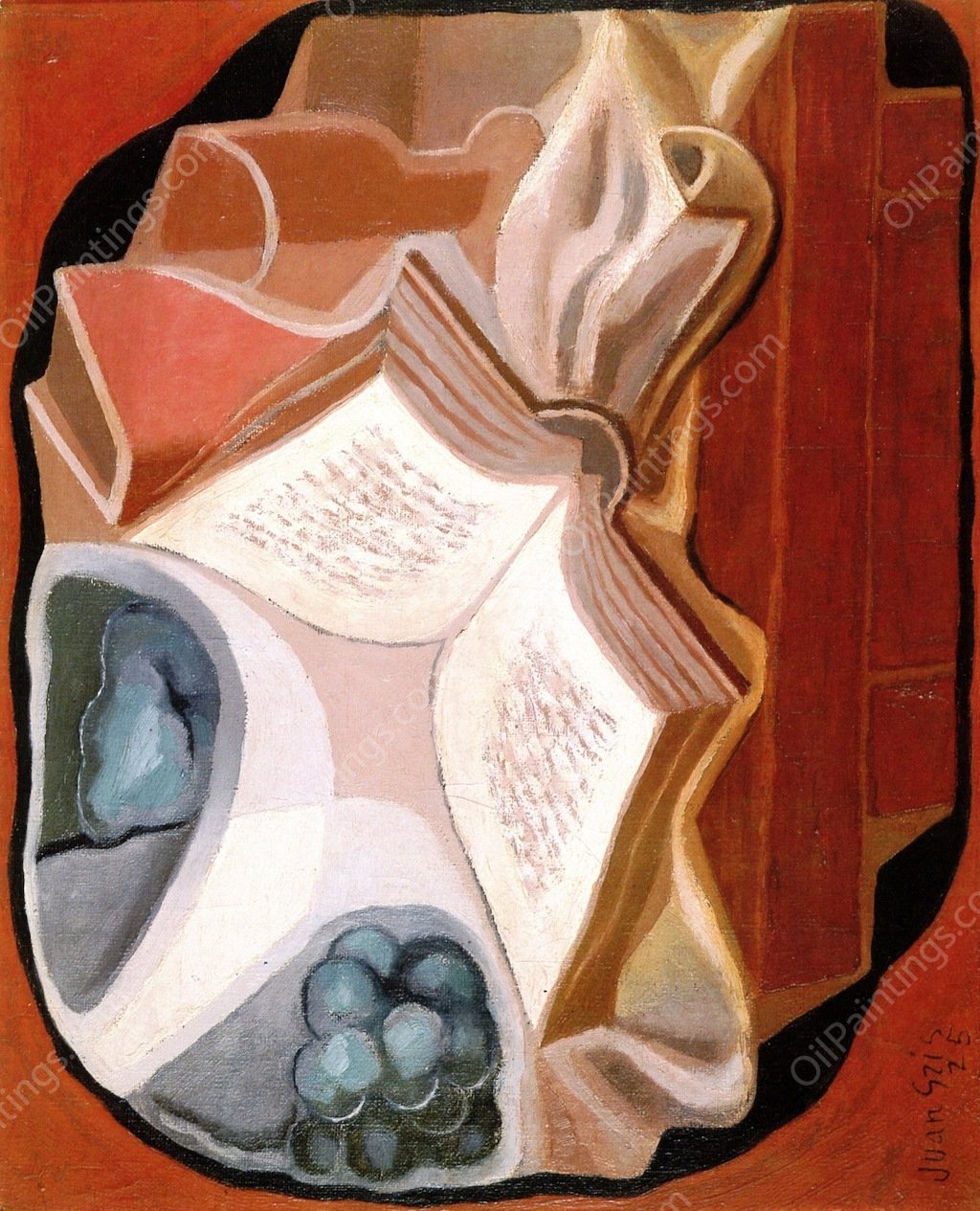 Book and Bowl of Fruit by Juan Gris - Hand-Painted Oil Painting Reproduction