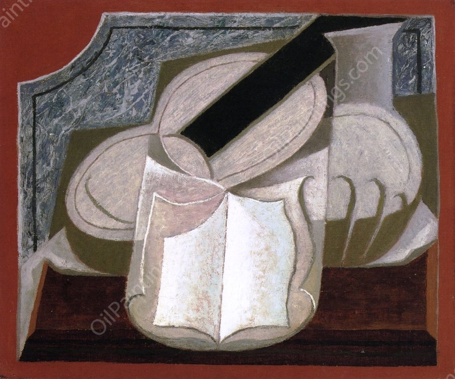 Book and Guitar by Juan Gris - Hand-Painted Oil Painting Reproduction