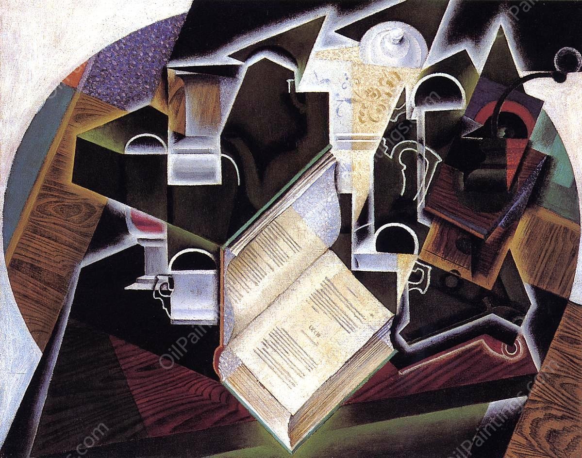 Book, Pipe and Glasses by Juan Gris - Hand-Painted Oil Painting Reproduction