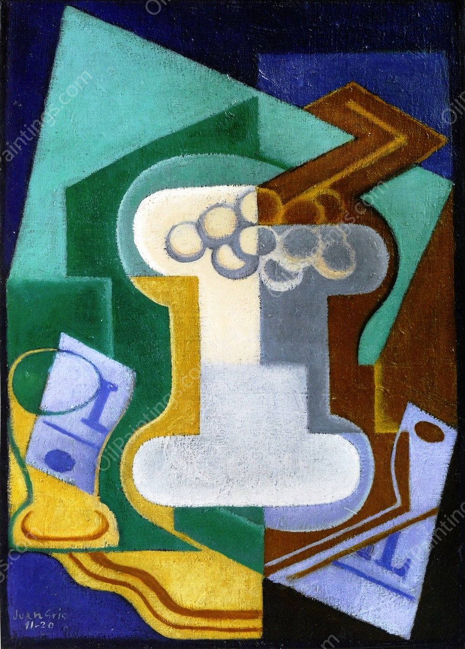 Glass and Fruit by Juan Gris - Hand-Painted Oil Painting Reproduction