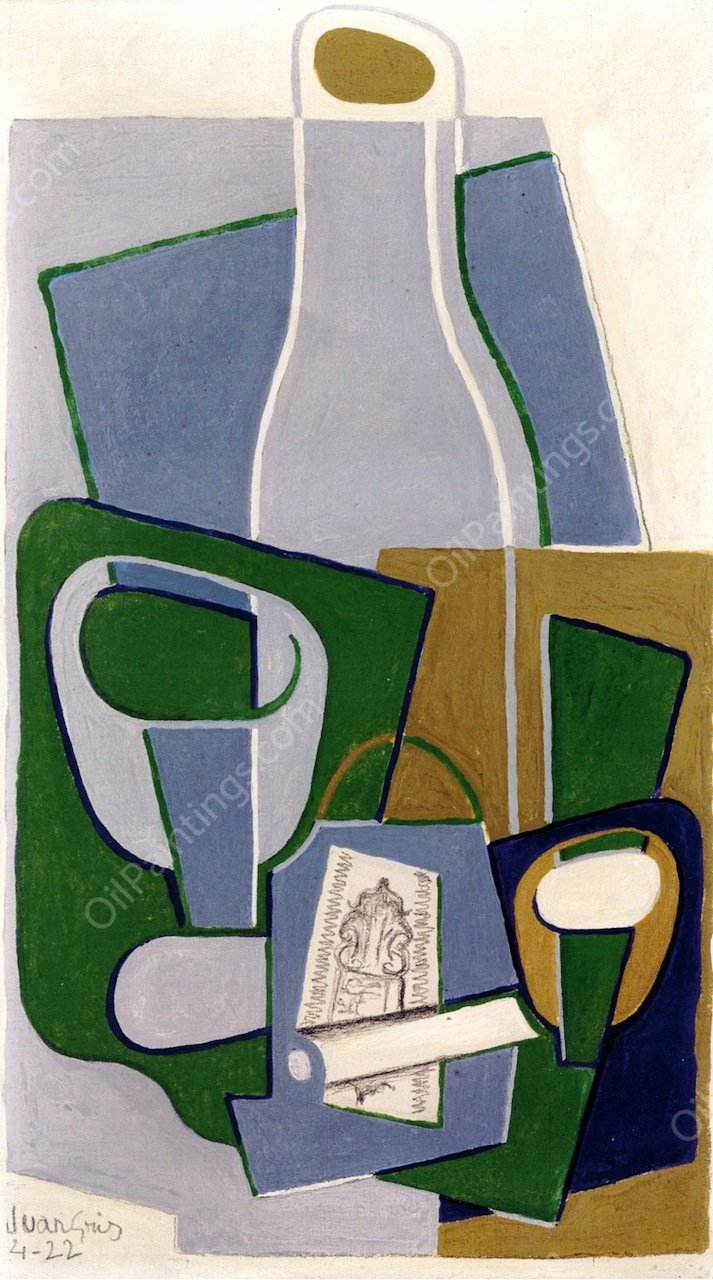 Pipe and Pack of Tobacco by Juan Gris - Hand-Painted Oil Painting Reproduction