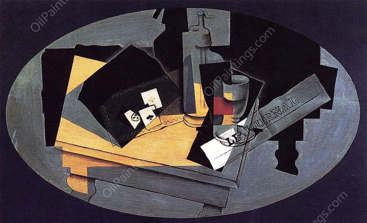 Playing Cards and Siphon by Juan Gris - Hand-Painted Oil Painting Reproduction