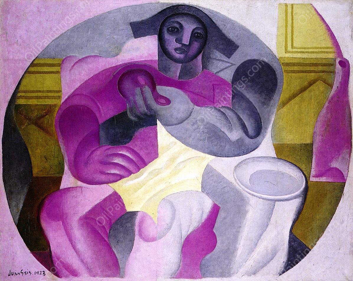 Seated Harlequin  by Juan Gris - Hand-Painted Oil Painting Reproduction