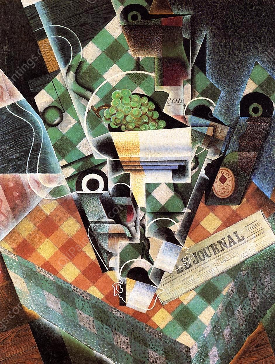 Still Life with Checked Tablecloth by Juan Gris - Hand-Painted Oil Painting Reproduction