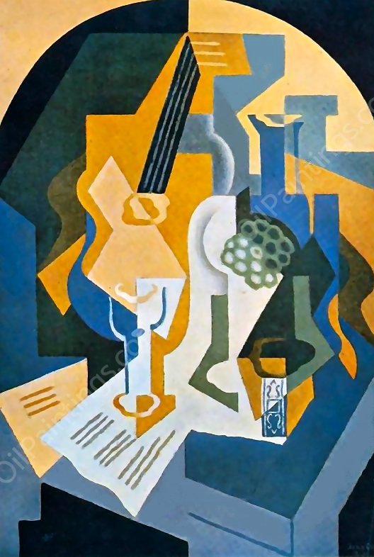 Still Life with Fruit and Mandolin by Juan Gris - Hand-Painted Oil Painting Reproduction