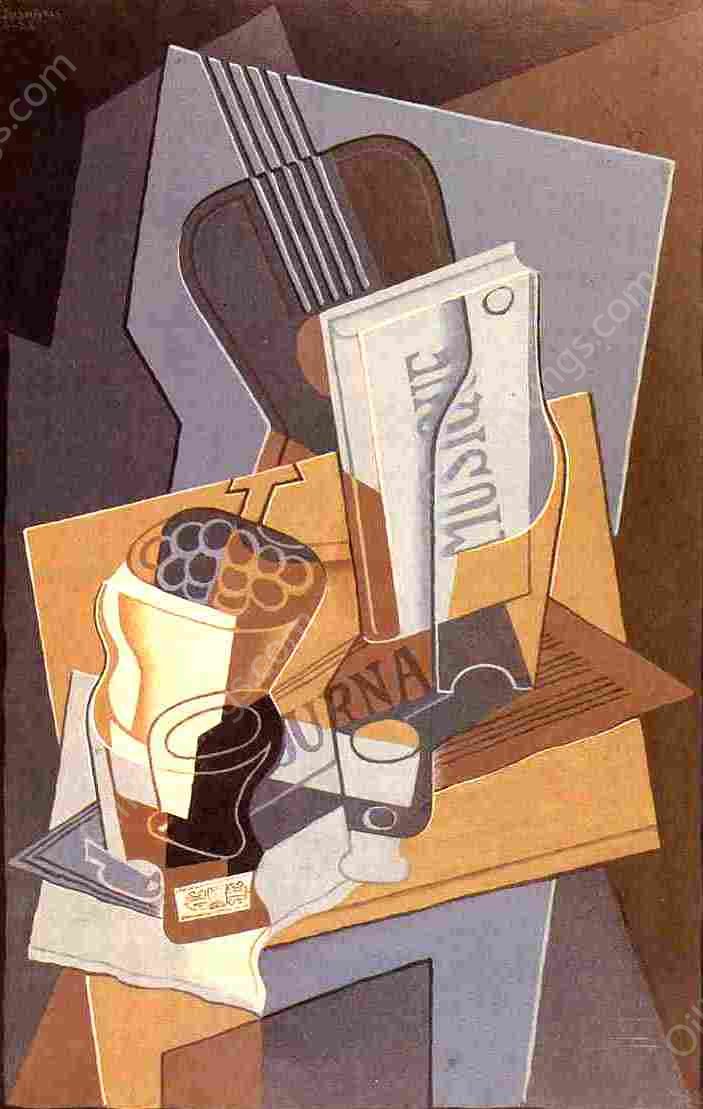 The Book of Music by Juan Gris - Hand-Painted Oil Painting Reproduction