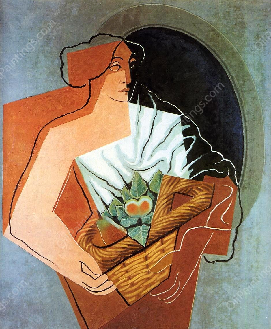 Woman with Basket by Juan Gris - Hand-Painted Oil Painting Reproduction