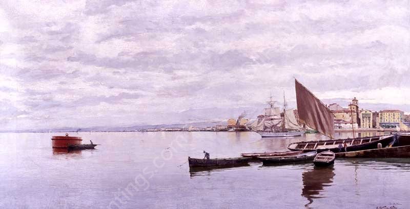 Puerto de Santander by Juan Martinez Abades - Hand-Painted Oil Painting Reproduction