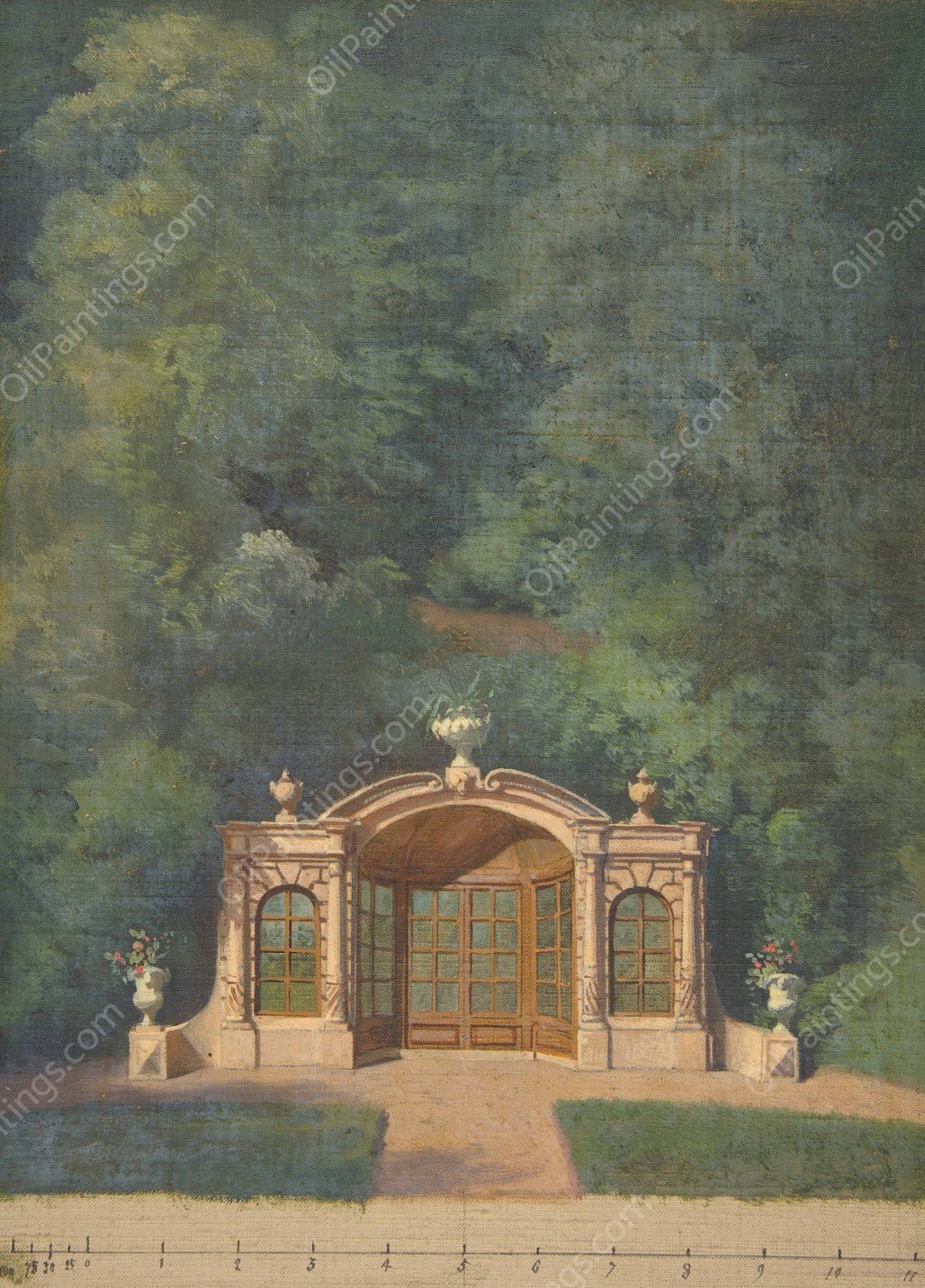 A garden pavilion in a forested landscape  by Jules-Edmond-Charles Lachaise - Hand-Painted Oil Painting Reproduction