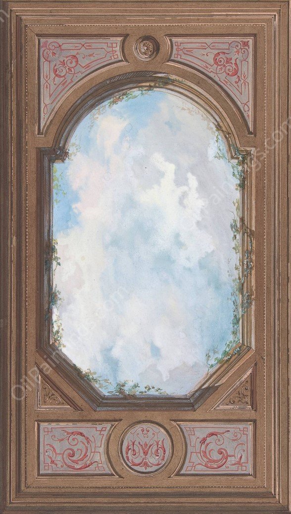 Ceiling design for Salon d'Entree, Hotel de Monsieur de Juigne, Paris  by Jules-Edmond-Charles Lachaise - Hand-Painted Oil Painting Reproduction