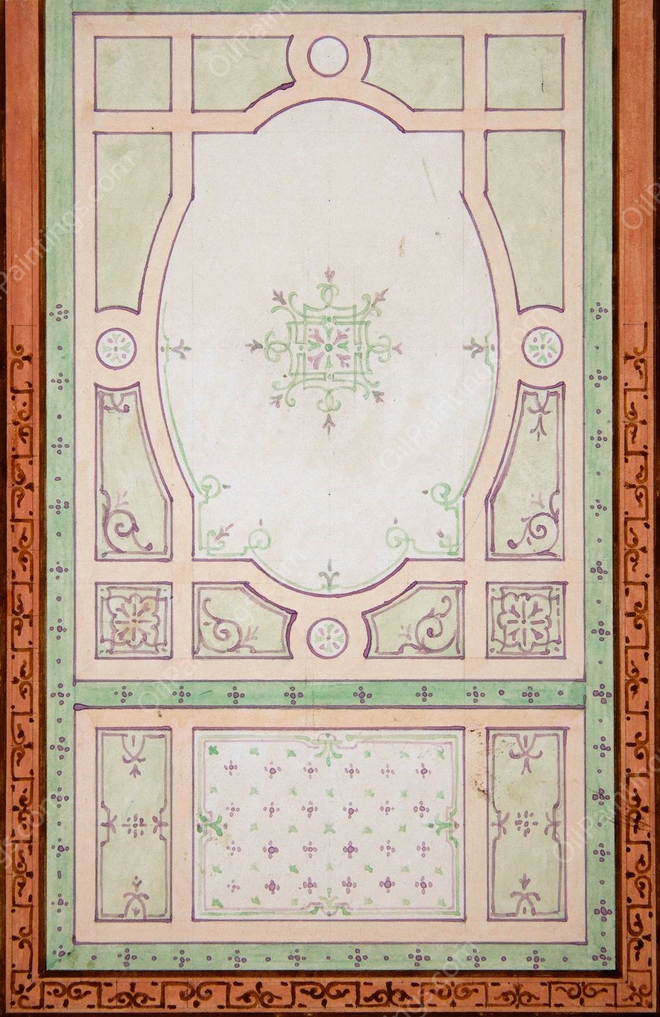 Design for a ceiling  by Jules-Edmond-Charles Lachaise - Hand-Painted Oil Painting Reproduction