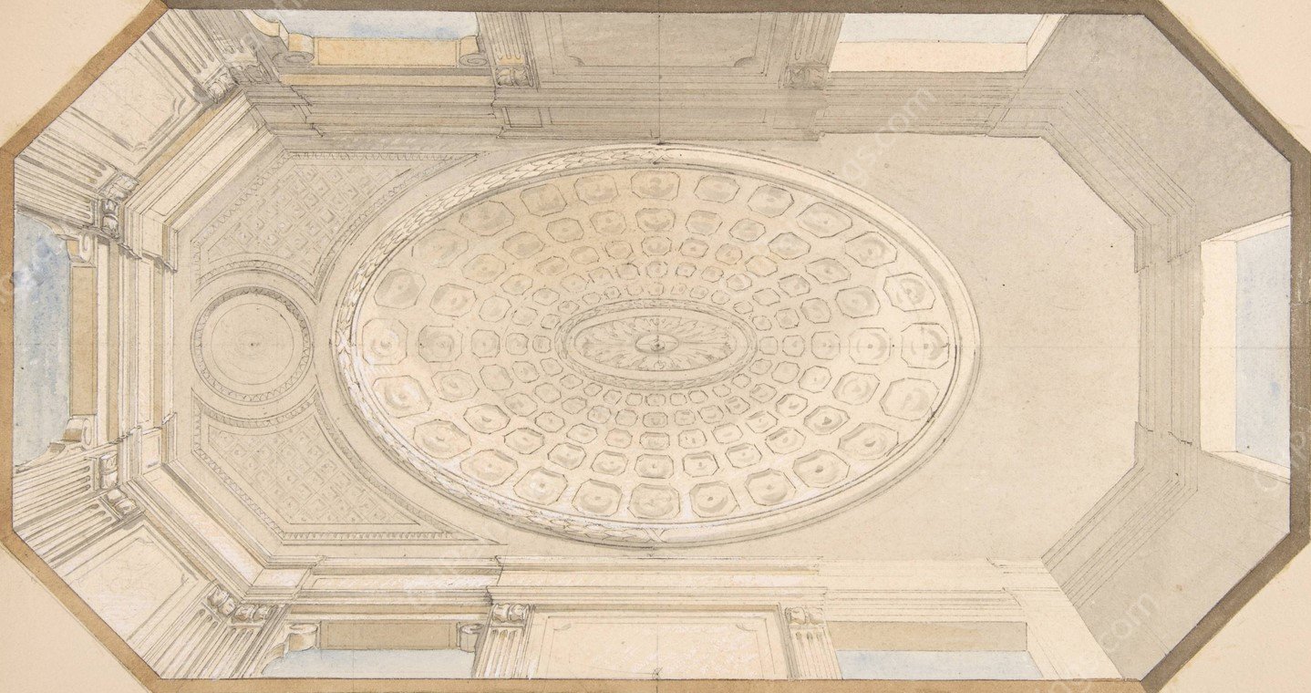 Design for a coiffered ceiling  by Jules-Edmond-Charles Lachaise - Hand-Painted Oil Painting Reproduction