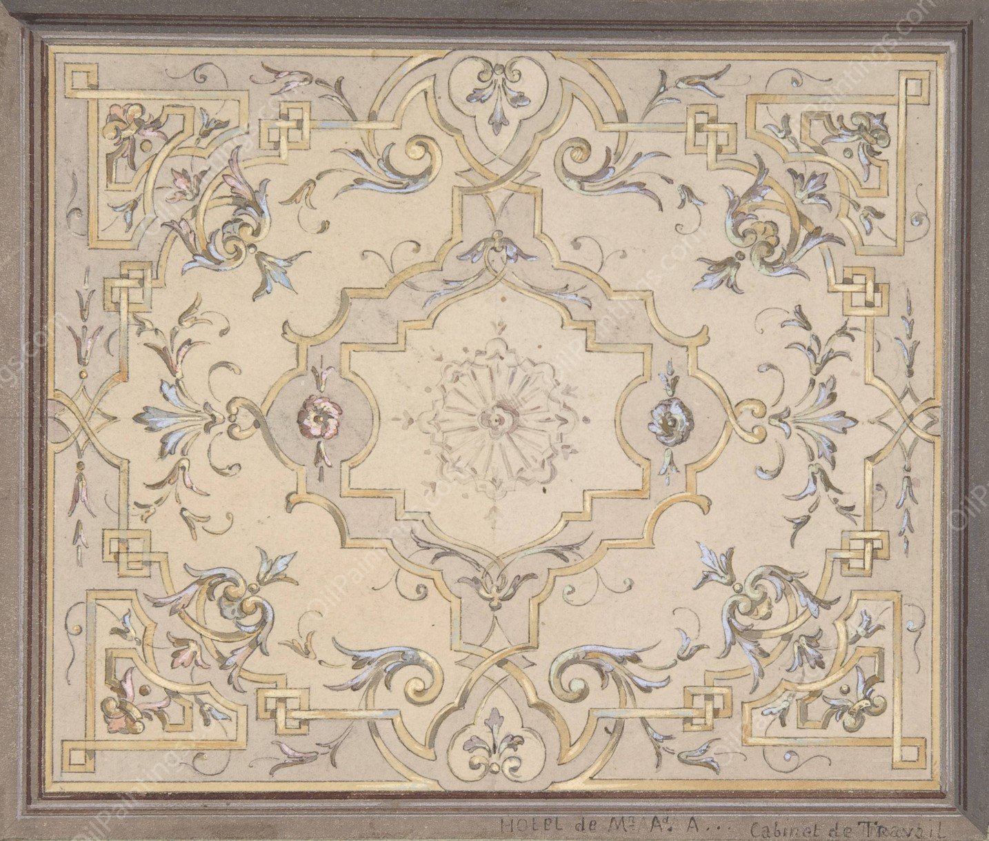 Design for a Study Ceiling  by Jules-Edmond-Charles Lachaise - Hand-Painted Oil Painting Reproduction