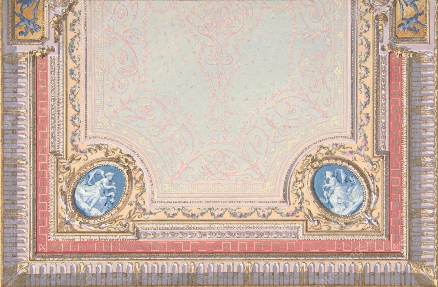 Design for Bedroom Ceiling, Hotel Hope  by Jules-Edmond-Charles Lachaise - Hand-Painted Oil Painting Reproduction