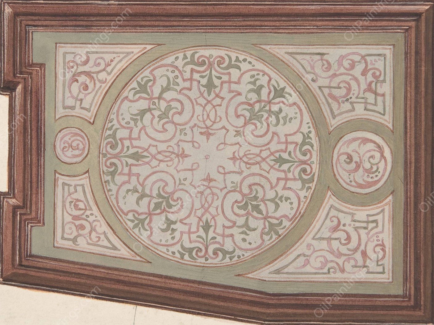 Design for Ceiling, Hotel Hope  by Jules-Edmond-Charles Lachaise - Hand-Painted Oil Painting Reproduction