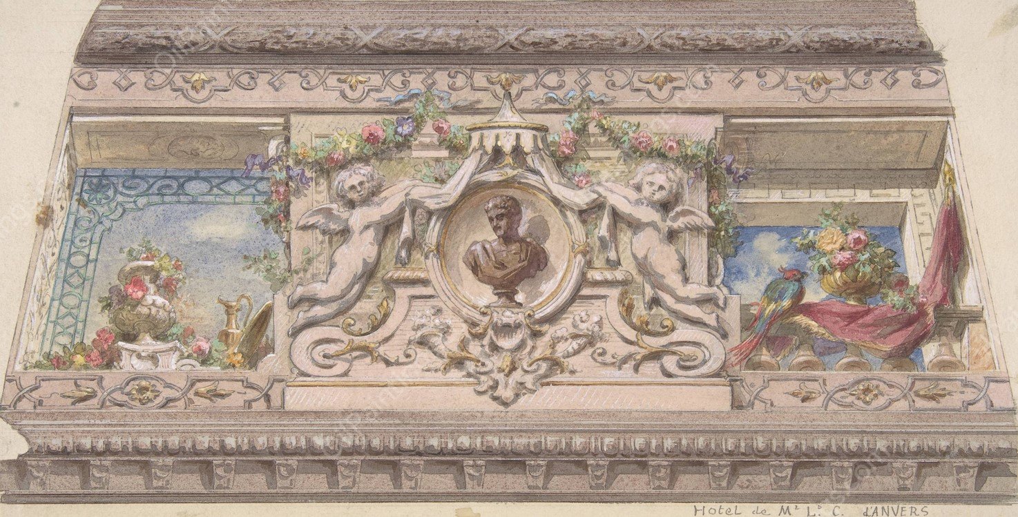 Design for Cove, Hotel Cahen d'Anvers  by Jules-Edmond-Charles Lachaise - Hand-Painted Oil Painting Reproduction