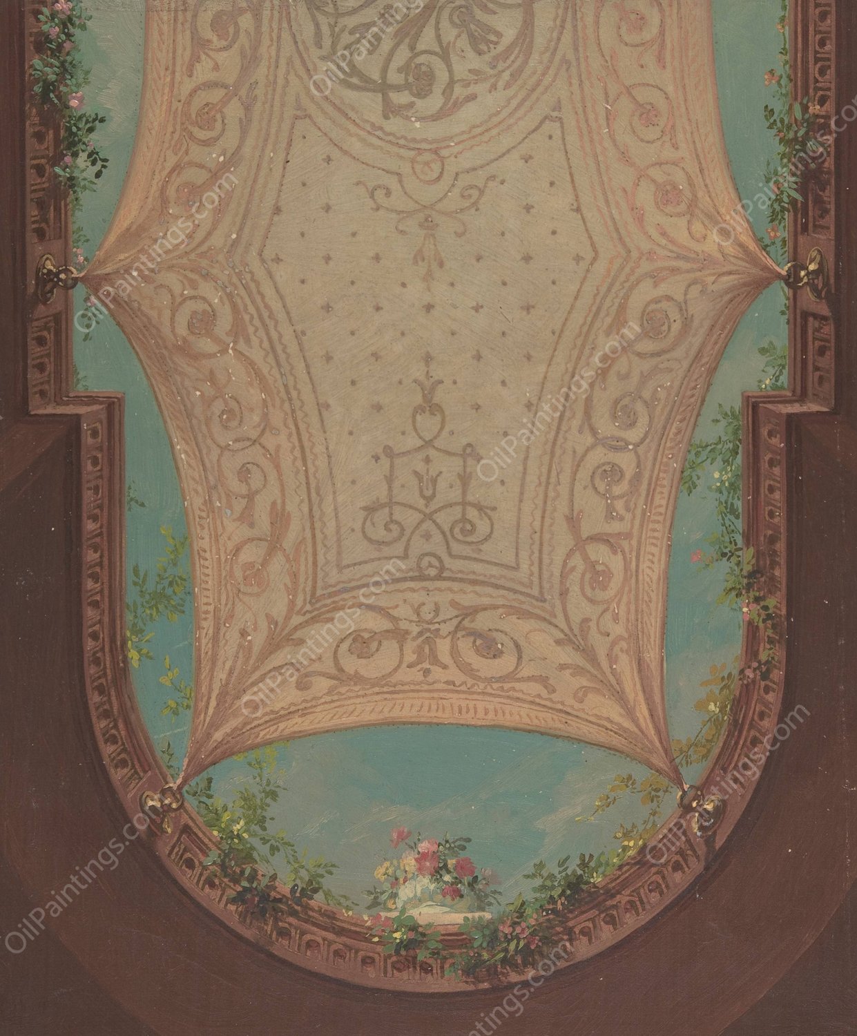 Design for Gallery Ceiling, Hotel Cottier  by Jules-Edmond-Charles Lachaise - Hand-Painted Oil Painting Reproduction